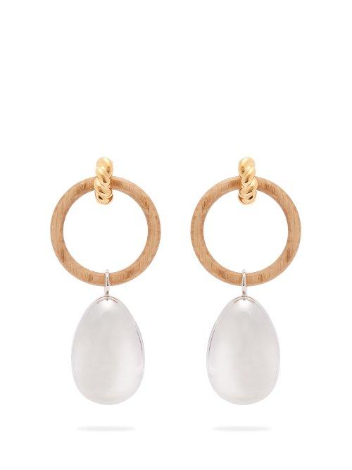 Matchesfashion.com Balenciaga - Hoop And Pendant Earrings - Womens - Brown