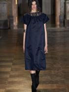 Raf Simons - Mesh-inset Short-sleeved Dress - Womens - Dark Navy