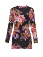 Mary Katrantzou Abstract Poppy-print Silk-crepe Playsuit