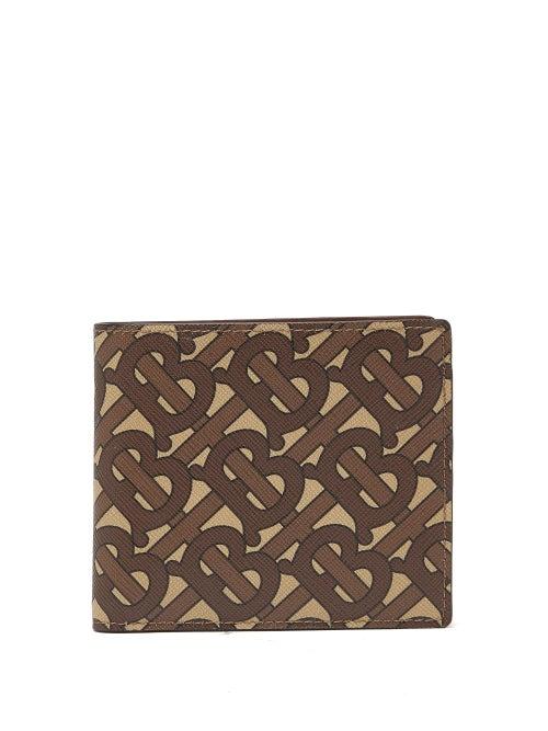 Matchesfashion.com Burberry - Tb-monogram Coated-canvas Bi-fold Wallet - Mens - Brown