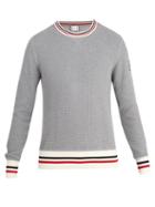 Matchesfashion.com Moncler - Crew Neck Waffle Knit Cotton Sweater - Mens - Grey