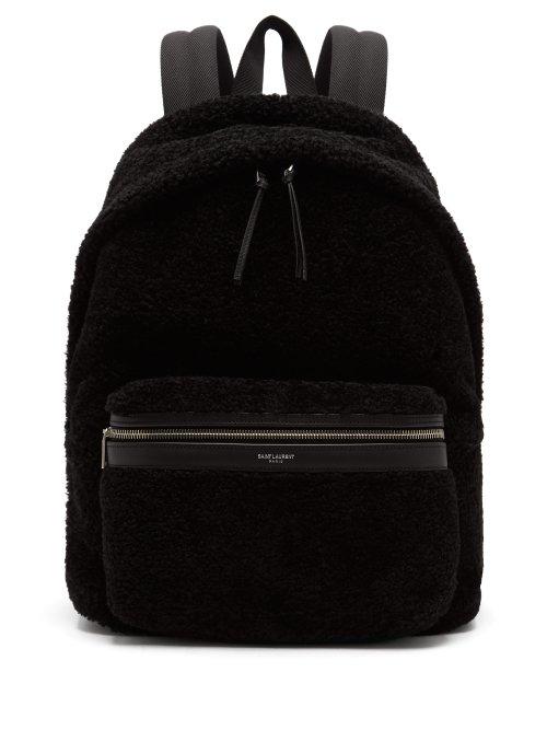 Matchesfashion.com Saint Laurent - Shearling Backpack - Mens - Black