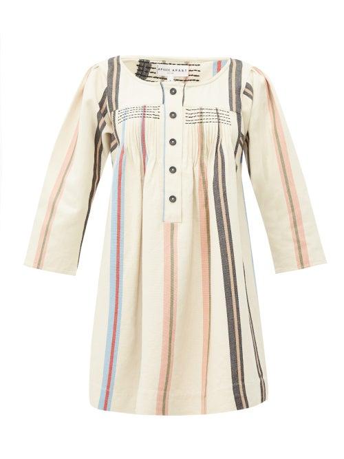 Matchesfashion.com Apiece Apart - Benita Striped Cotton Mini Dress - Womens - Cream Multi