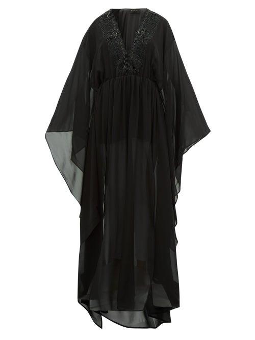 Matchesfashion.com Dundas - Bead Embellished Silk Georgette Kaftan - Womens - Black