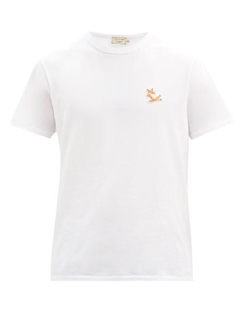 Matchesfashion.com Maison Kitsun - Chillax Fox-patch Cotton-jersey T-shirt - Mens - White