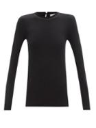 Brunello Cucinelli - Monili Chain-trim Ribbed Cotton-blend T-shirt - Womens - Black