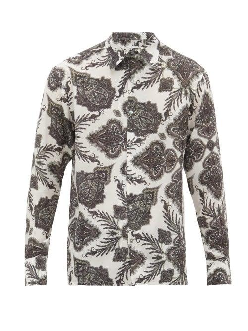 Matchesfashion.com 73 London - Paisley-print Silk-georgette Shirt - Mens - Beige Multi