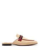 Matchesfashion.com Gucci - Princetown Canvas & Leather Backless Loafers - Womens - Red Multi