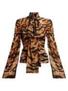 Matchesfashion.com Dolce & Gabbana - Tiger Print Silk Blend Chiffon Blouse - Womens - Animal
