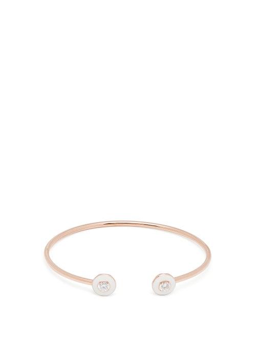 Matchesfashion.com Selim Mouzannar - Mina Diamond And 18kt Rose Gold Bracelet - Womens - White