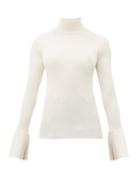 Matchesfashion.com Proenza Schouler - Split Cuff Silk Blend Roll Neck Sweater - Womens - Ivory