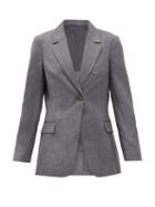 Matchesfashion.com Brunello Cucinelli - Single-breasted Wool-flannel Jacket - Womens - Dark Grey