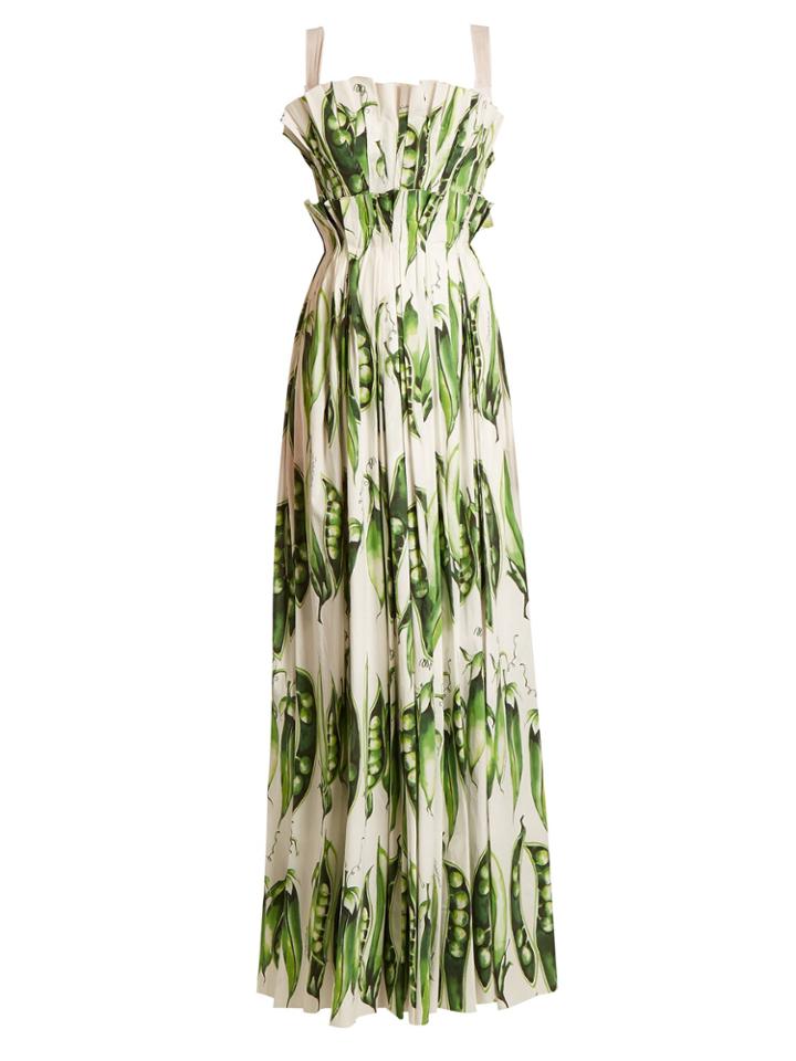 Dolce & Gabbana Broad Bean-print Gathered Gown