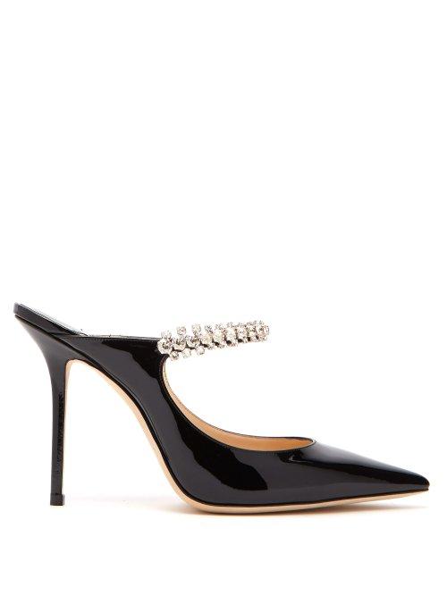 Matchesfashion.com Jimmy Choo - Bing 100 Crystal Embellished Leather Mules - Womens - Black