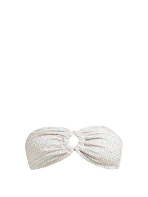 Matchesfashion.com Reina Olga - Bandcamp Seersucker Effect Bandeau Bikini Top - Womens - White Multi