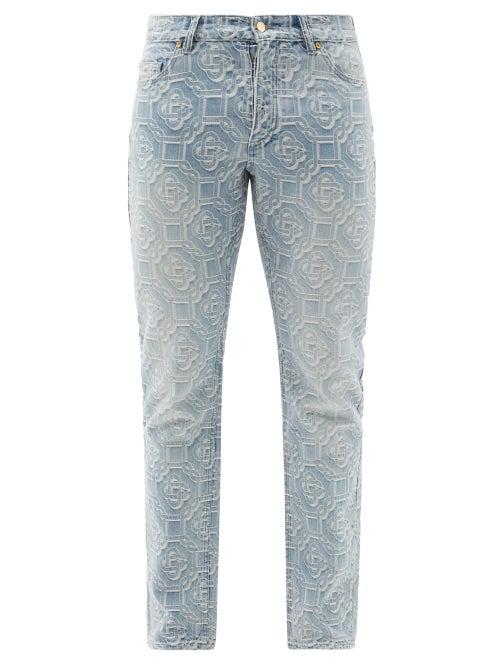 Matchesfashion.com Casablanca - Logo-jacquard Straight-leg Jeans - Mens - Blue