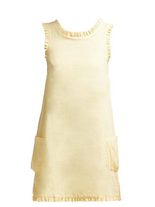 Matchesfashion.com Loup Charmant - Gidget Ruffle Trimmed Cotton Mini Dress - Womens - Light Yellow