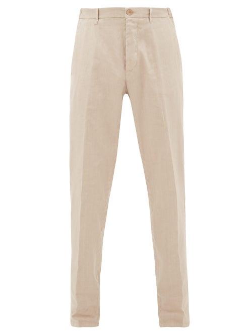 Matchesfashion.com Altea - Garment-dyed Slim-leg Linen-blend Chinos - Mens - Beige