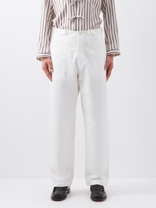 L.e.j - Pat-a-cake Waist-adjuster Cotton Trousers - Mens - Beige