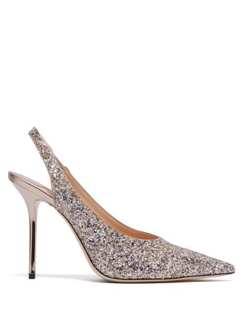 Matchesfashion.com Jimmy Choo - Ivy 100 Glitter Slingback Pumps - Womens - Silver Multi