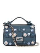 Matchesfashion.com Fendi - Double Micro Baguette Flowerland Cross Body Bag - Womens - Blue