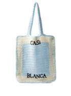 Casablanca - Logo-emboridered Crochet Tote Bag - Mens - Blue Multi