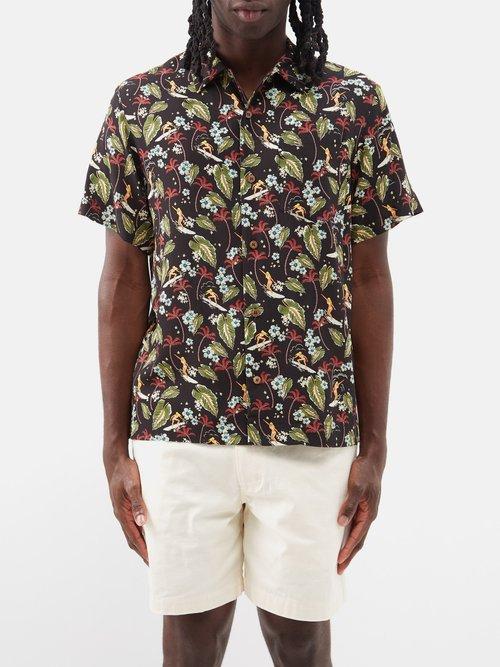 A.p.c. - Lloyd Floral-print Satin Shirt - Mens - Black Multi
