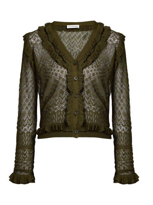 Matchesfashion.com Altuzarra - Kozmic Pointelle Knit Cardigan - Womens - Dark Green