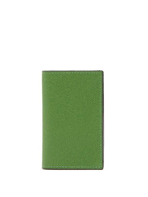 Matchesfashion.com Valextra - Compact Bi-fold Grained Leather Wallet - Womens - Green