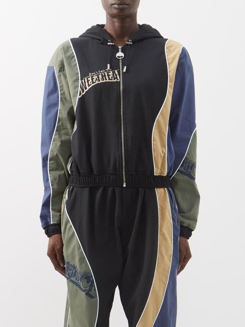 Ahluwalia - Nina Patchwork Zipped Hooded Sweatshirt - Womens - Black Green