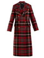 Matchesfashion.com Miu Miu - Wool Mohair Tartan Coat - Womens - Red Multi