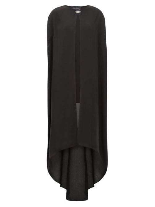 Matchesfashion.com Julie De Libran - Crystal Embellished Silk Crepe De Chine Cape - Womens - Black