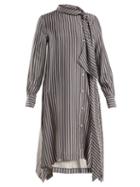 Matchesfashion.com See By Chlo - Striped Asymmetric Crepe Midi Dress - Womens - Navy White