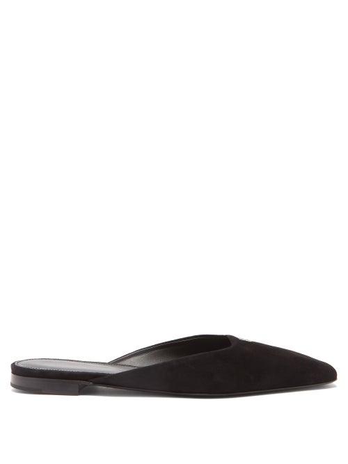 Totme - Suede Backless Loafers - Womens - Black