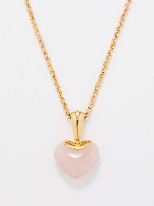 Annika Inez - Quartz & Gold-plated Sterling-silver Necklace - Womens - Pink Multi
