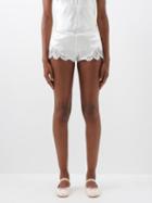 Carine Gilson - Lace-trim Silk-satin Pyjama Shorts - Womens - White