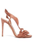 Matchesfashion.com Aquazzura - Ruffle 105 Suede Sandals - Womens - Pink