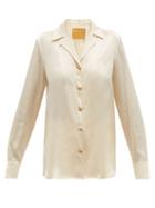 Matchesfashion.com S.a.r.k - Daily Dose Pill-button Short-sleeved Silk Blouse - Womens - Cream