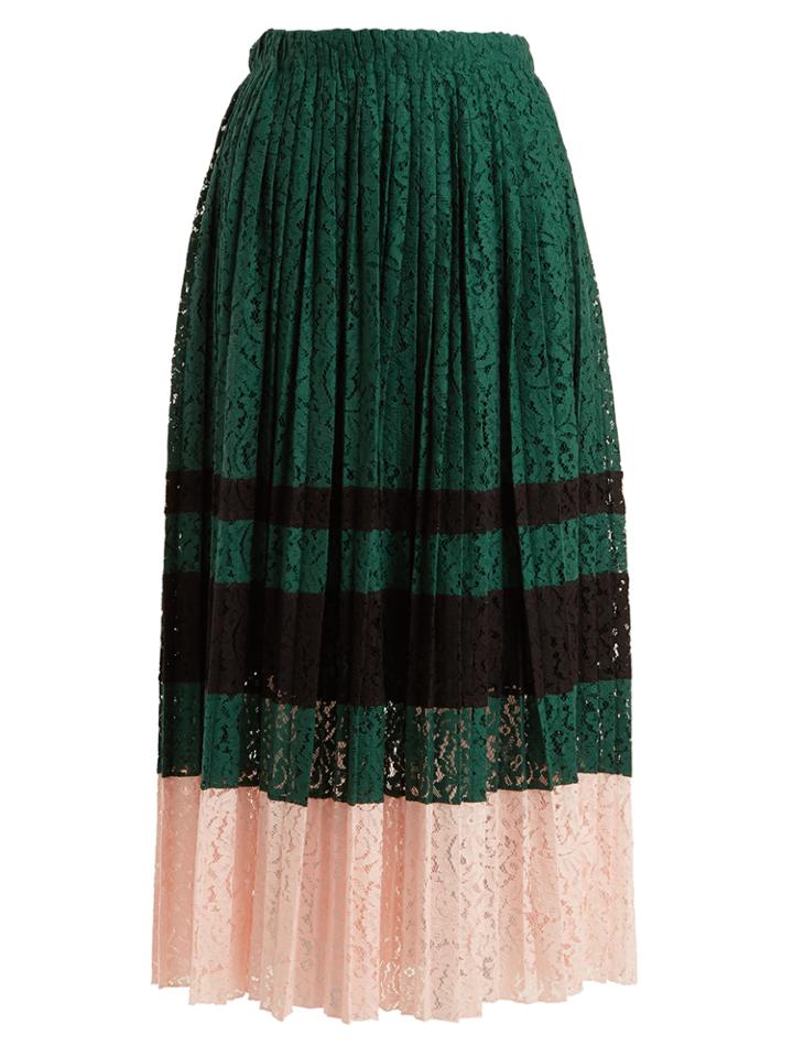 No. 21 Pleated Lace Midi Skirt