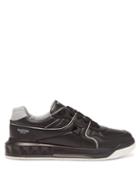 Mens Shoes Valentino Garavani - One Stud Quilted Panelled Leather Trainers - Mens - Black Grey