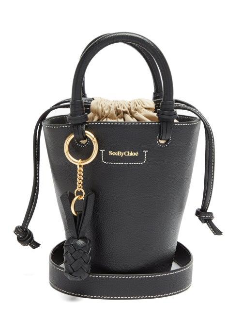 Matchesfashion.com See By Chlo - Cecilia Small Grained-leather Bucket Bag - Womens - Black
