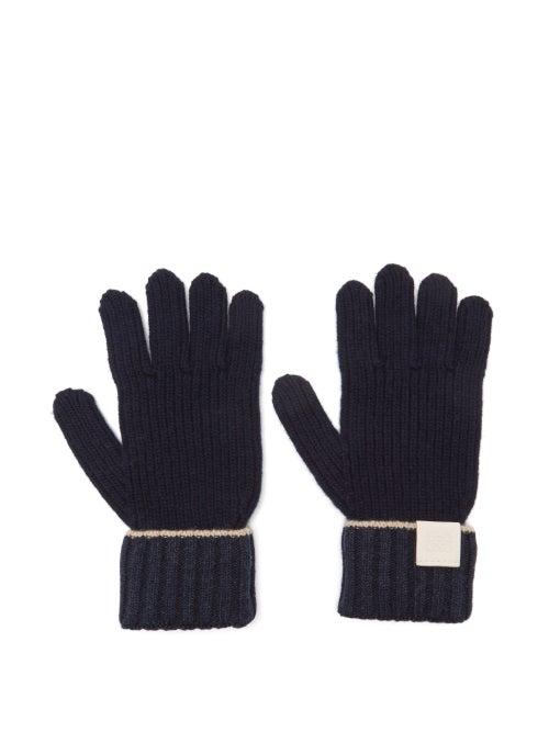 Loewe - Anagram-patch Wool Gloves - Womens - Dark Navy