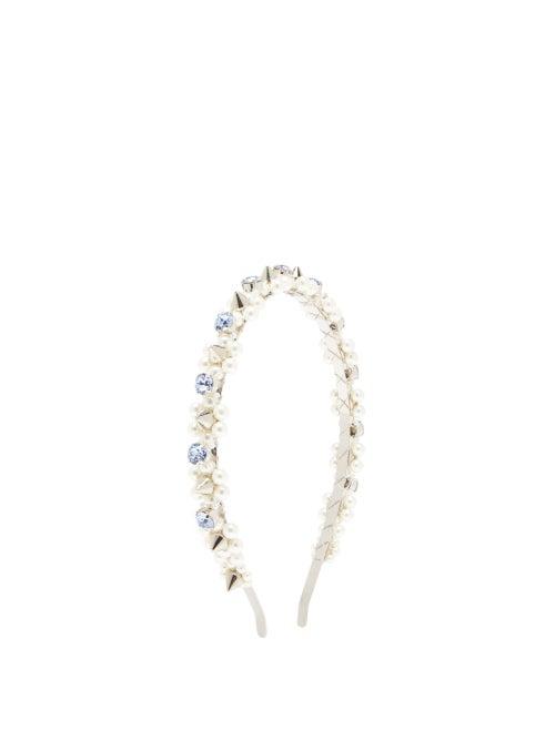 Matchesfashion.com Simone Rocha - Crystal And Faux-pearl Studded Headband - Womens - Blue