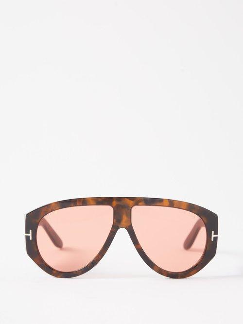 Tom Ford Eyewear - Bronson Aviator Acetate Sunglasses - Womens - Brown Multi