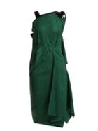 Matchesfashion.com Roland Mouret - Cedrela Silk Blend Jacquard Asymmetric Midi Dress - Womens - Green