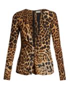 Saint Laurent Deep V-neck Leopard-print Blouse