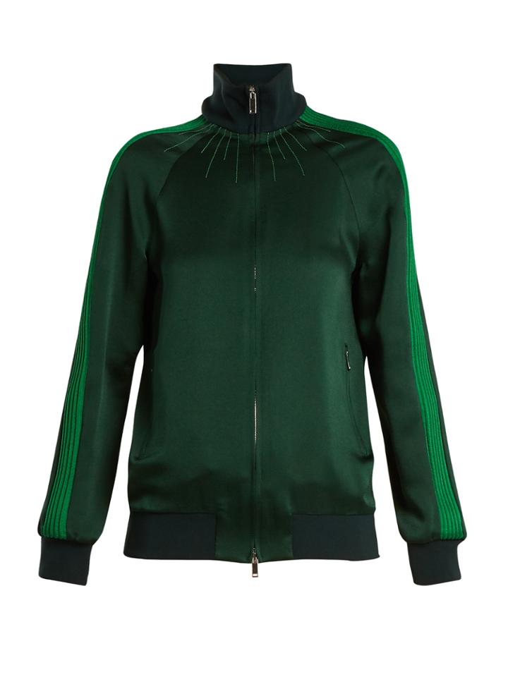 Valentino High-neck Zip-through Satin-jersey Track Top