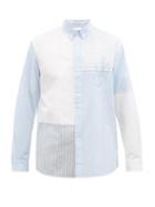 Matchesfashion.com Jw Anderson - Logo-embroidered Patchwork Cotton Shirt - Mens - Light Blue