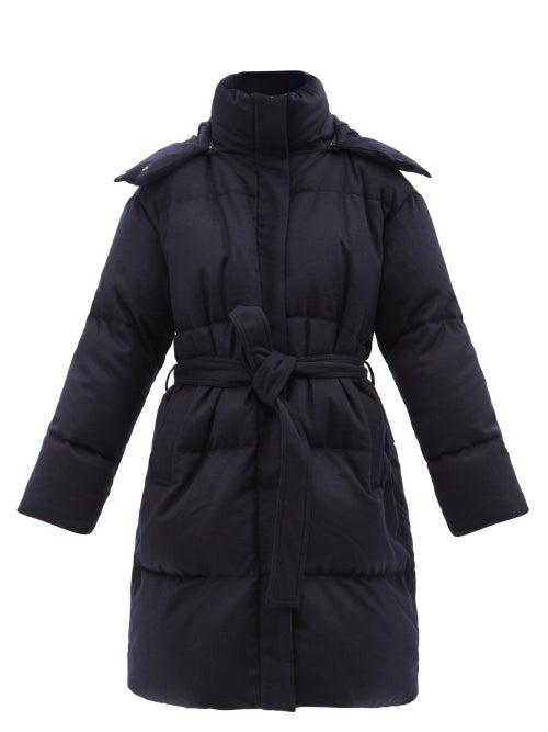 Joseph - Celida Hooded Wool-blend Flannel Down Coat - Womens - Navy
