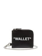 Matchesfashion.com Off-white - Quote Print Chain Zip Around Wallet - Mens - Black